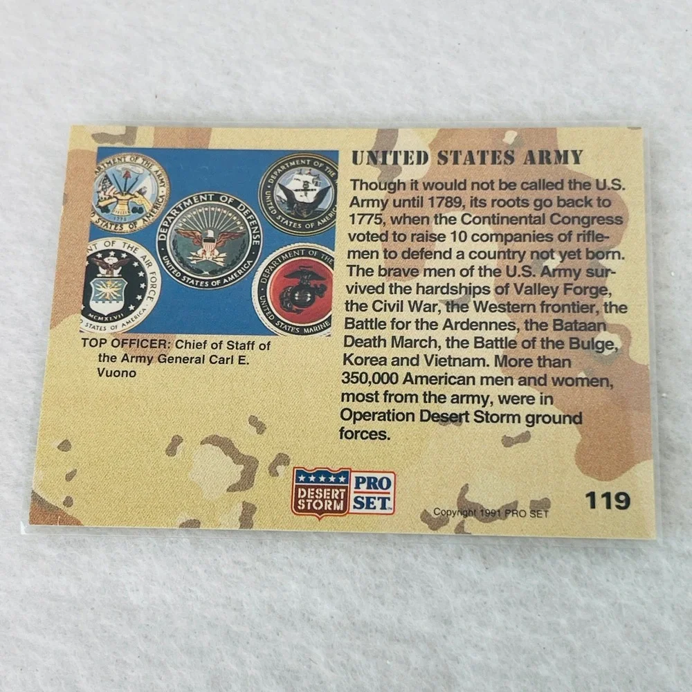 1991 Pro Set Desert Storm Trading Card 119 United States Army Personnel General
